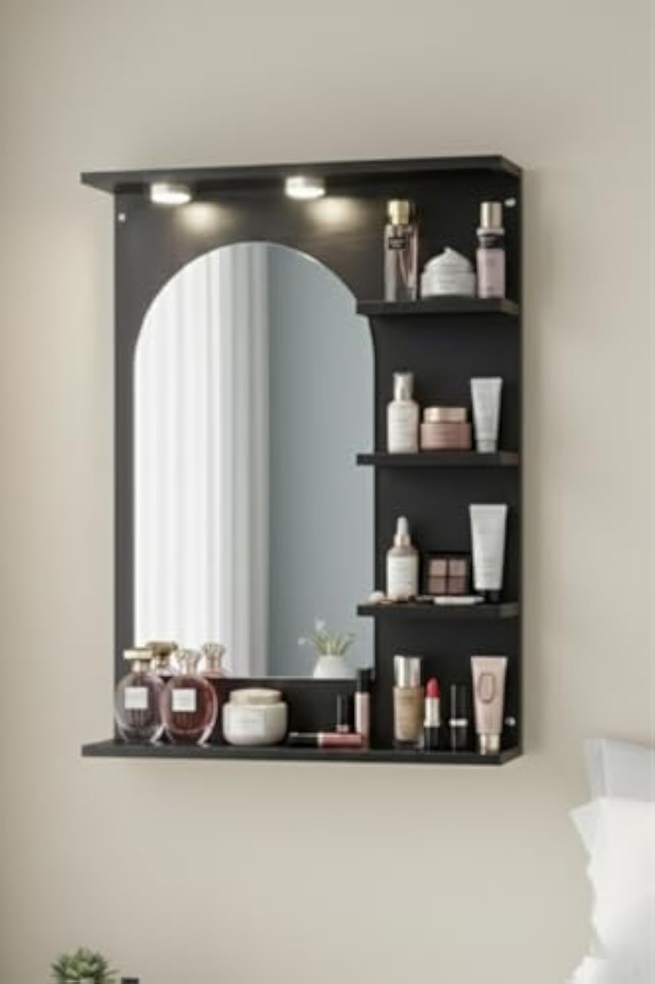 Wall Mounted Vanity Mirror with Storage Shelves